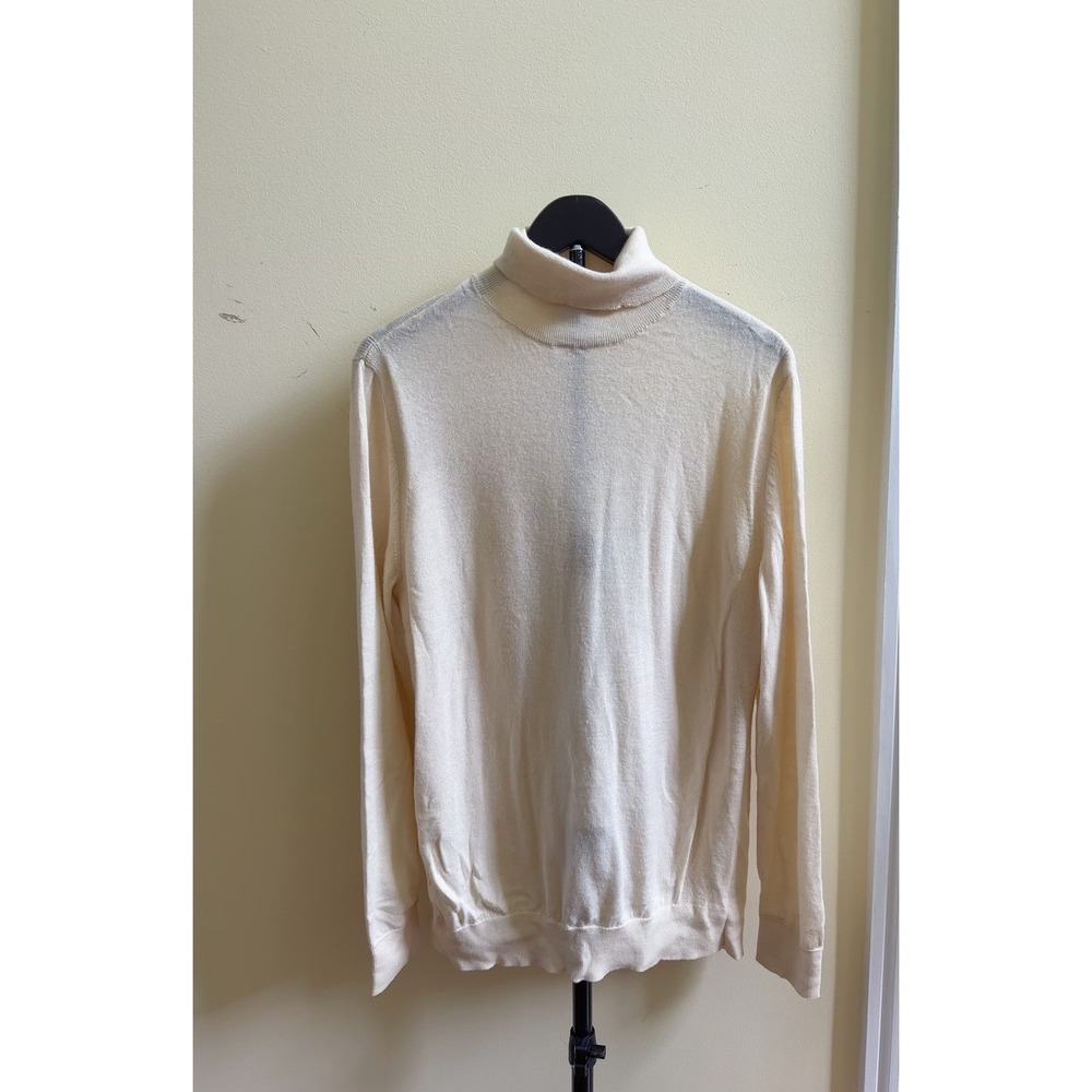 Express Men's 100% Merino Wool Turtleneck Sweater Size L Ivory Cream